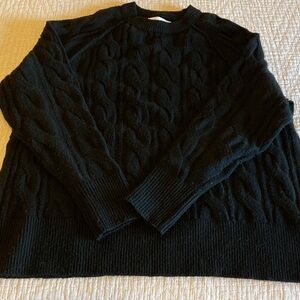 Aerie Cable Crewneck Deep Black Oversized Sweater szS, Like new, worn once